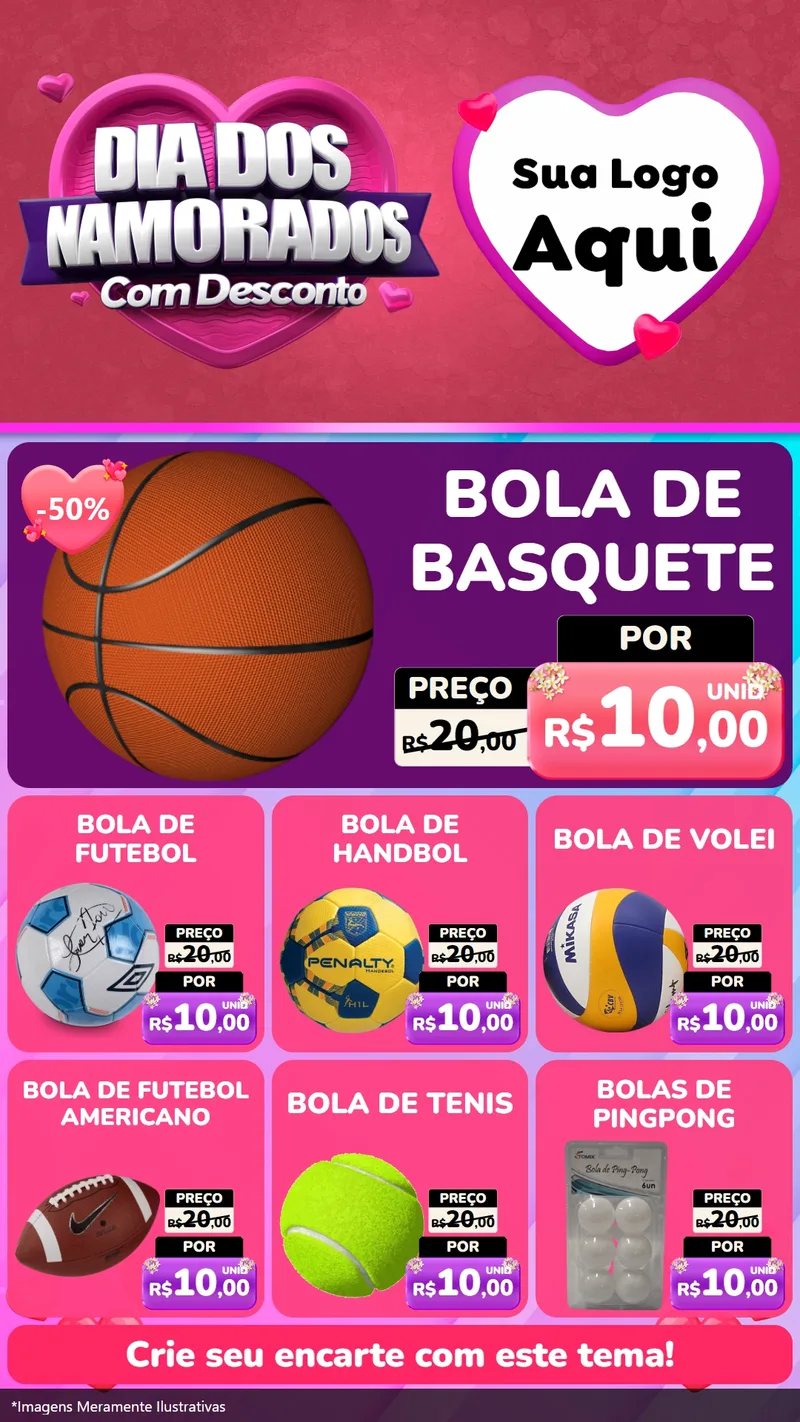Modelo de Rede Social para Stories com o tema Dia Dos Namorados Com Desconto para Artigos Esportivos