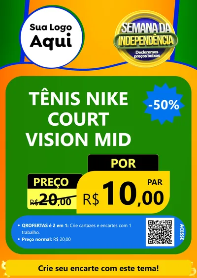 Modelo de Cartaz para Cartaz A4 Vertical com o tema Semana da Independência Declaramos Preços Baixos para Calçados