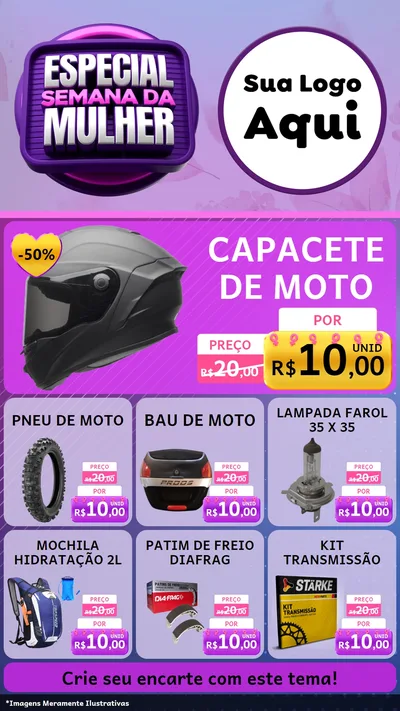 Modelo de Rede Social para Stories com o tema Especial Semana da Mulher para Moto peças