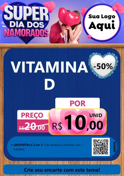 Modelo de Cartaz para Cartaz A4 Vertical com o tema Super Dia dos Namorados para Farmácia