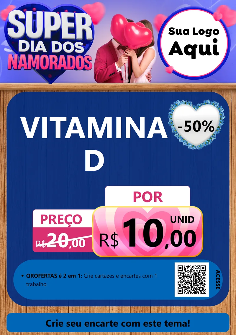 Modelo de Cartaz para Cartaz A4 Vertical com o tema Super Dia dos Namorados para Farmácia