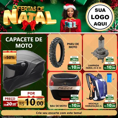 Modelo de Rede Social para Feed Facebook com o tema Ofertas de Natal para Moto peças