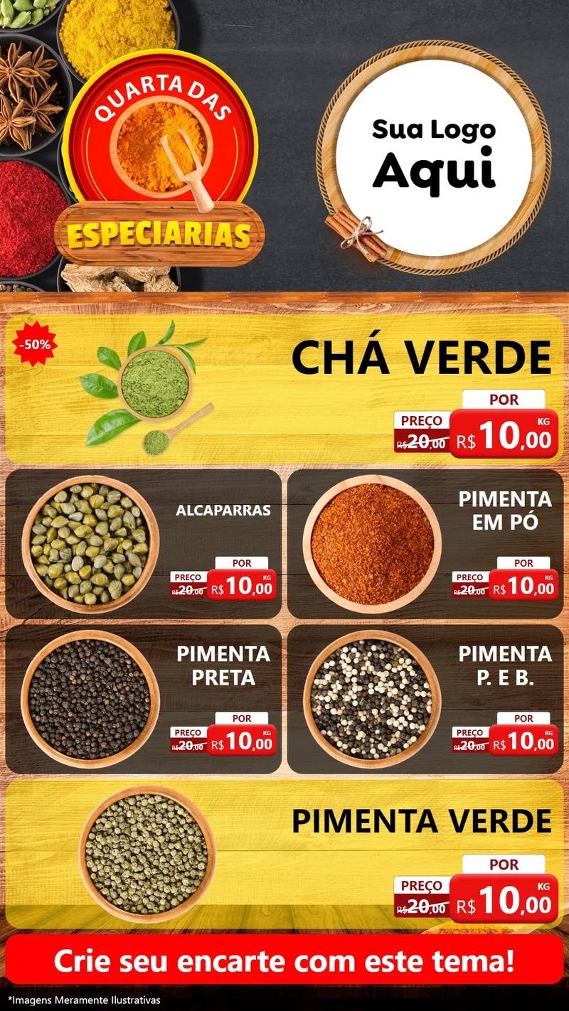 Modelo de TV para TV Vertical com o tema Quarta das Especiarias para Produtos Naturais