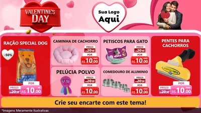 Modelo de TV para TV Horizontal com o tema Valentine's Day para Pet Shop