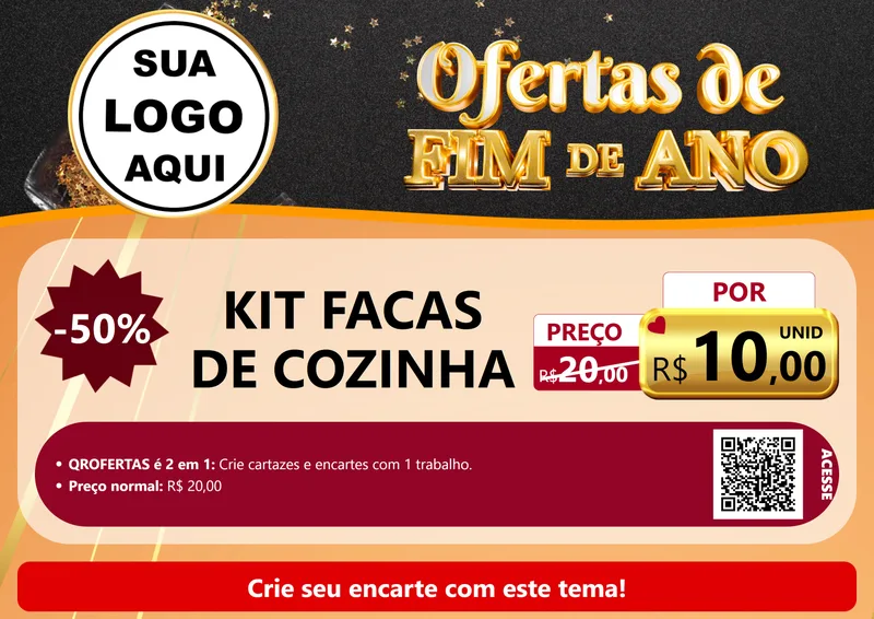 Modelo de Cartaz para Cartaz A4 Horizontal com o tema Ofertas de Fim de Ano para Utilidades Domésticas