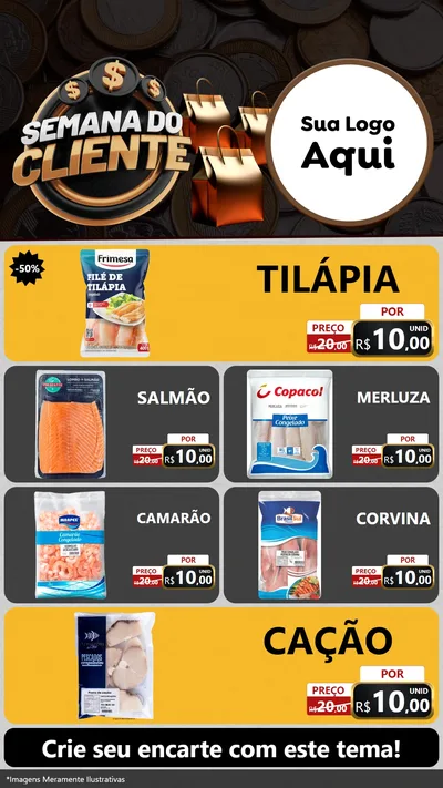 Modelo de TV para TV Vertical com o tema Semana do Cliente para Peixaria