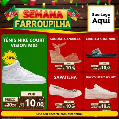 Modelo de Rede Social para Feed Facebook com o tema Semana Farroupilha para Calçados