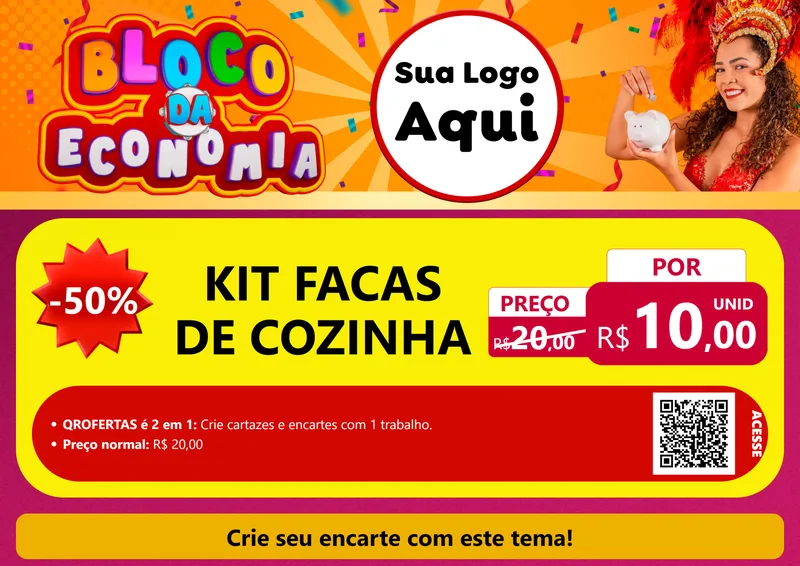 Modelo de Cartaz para Cartaz A4 Horizontal com o tema Bloco da Economia para Utilidades Domésticas