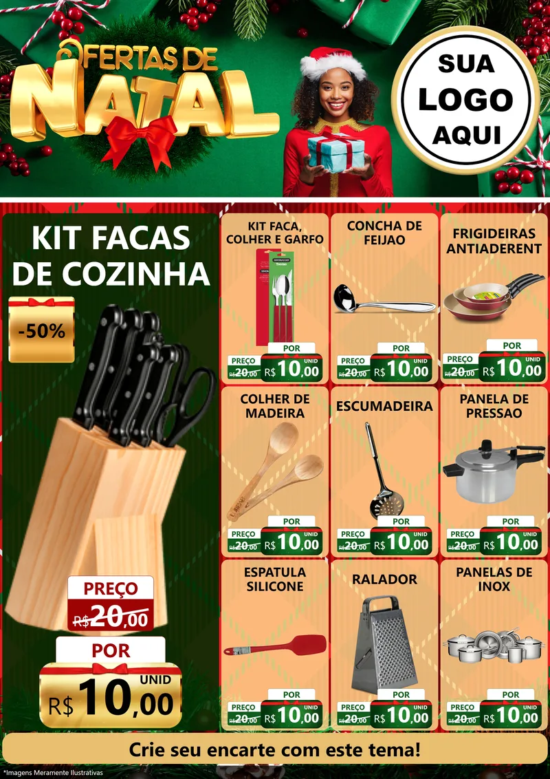 Modelo de Encarte para Encarte A4 Vertical com o tema Ofertas de Natal para Utilidades Domésticas