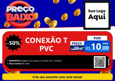 Modelo de Cartaz para Cartaz A4 Horizontal com o tema Preço Baixo para Tubos e conexões