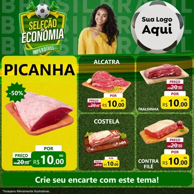Modelo de Rede Social para Feed Facebook com o tema Seleção de Economia - Copa para Açougue