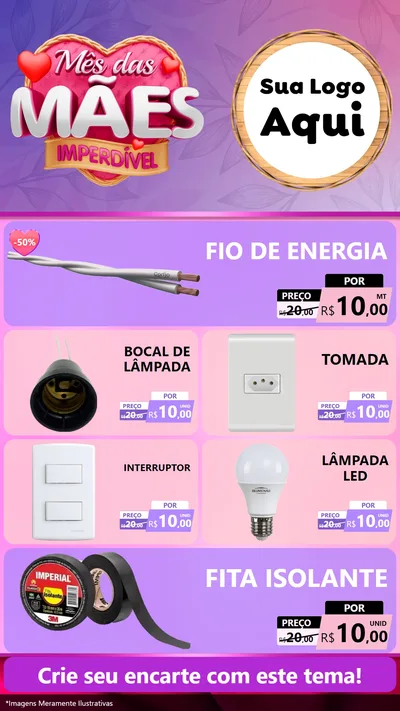 Modelo de TV para TV Vertical com o tema Mês das Mães Imperdível para Materiais Elétricos