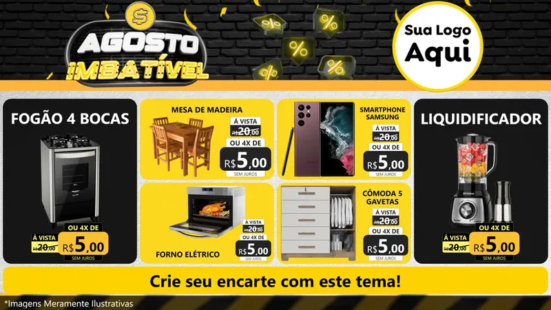 Modelo de TV para TV Horizontal com o tema Agosto Imbatível para Móveis e Eletro