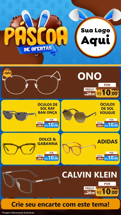 Modelo de TV para TV Vertical com o tema Páscoa de Ofertas para Óticas