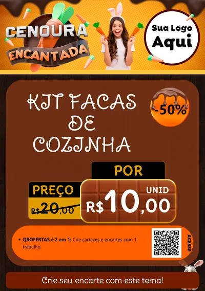 Modelo de Cartaz para Cartaz A4 Vertical com o tema Cenoura Encantada - Páscoa para Utilidades Domésticas