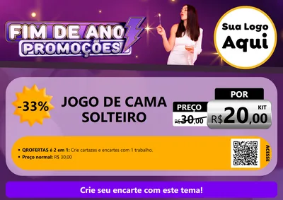 Modelo de Cartaz para Cartaz A4 Horizontal com o tema Fim de Ano Promoções para Cama, Mesa e Banho