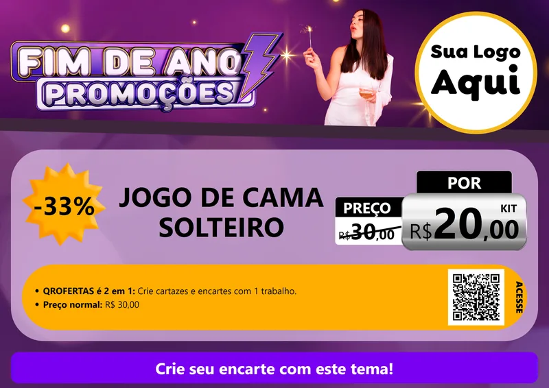 Modelo de Cartaz para Cartaz A4 Horizontal com o tema Fim de Ano Promoções para Cama, Mesa e Banho