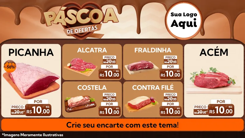 Modelo de TV para TV Horizontal com o tema Páscoa de Ofertas para Açougue