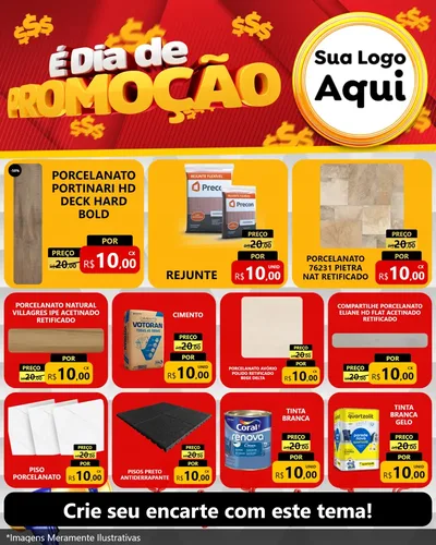 Modelo de Rede Social para Feed Instagram com o tema É Dia De Promoção para Pisos e revestimentos