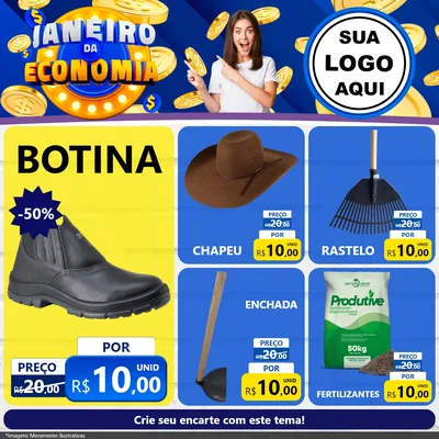 Modelo de Rede Social para Feed Facebook com o tema Janeiro da Economia para Agropecuária