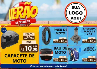 Modelo de Encarte para Encarte A4 Horizontal com o tema Verão de Ofertas para Moto peças