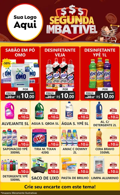 Modelo de Encarte para Encarte Grande com o tema Segunda Imbatível para Produtos de Limpeza