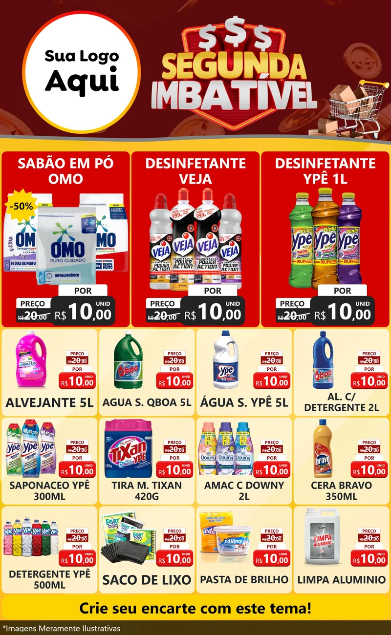 Modelo de Encarte para Encarte Grande com o tema Segunda Imbatível para Produtos de Limpeza