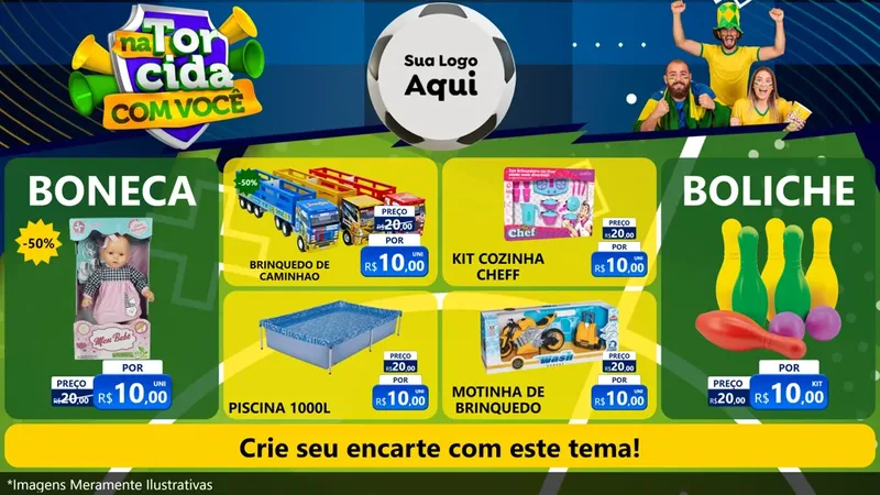 Modelo de TV para TV Horizontal com o tema Na Torcida Com Você - Copa para Brinquedos