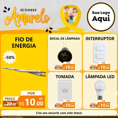 Modelo de Rede Social para Feed Facebook com o tema Setembro Amarelo para Materiais Elétricos