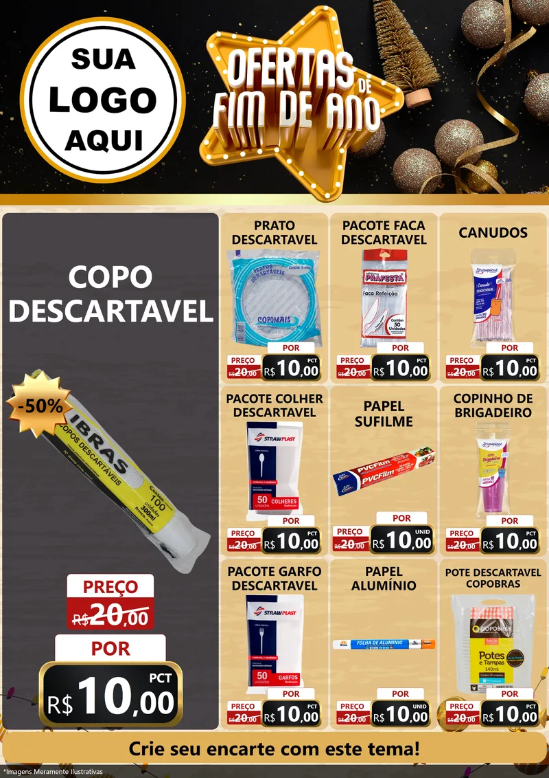 Modelo de Encarte para Encarte A4 Vertical com o tema Ofertas de Fim de Ano para Embalagens