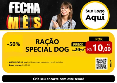Modelo de Cartaz para Cartaz A4 Horizontal com o tema Fecha Mês para Pet Shop