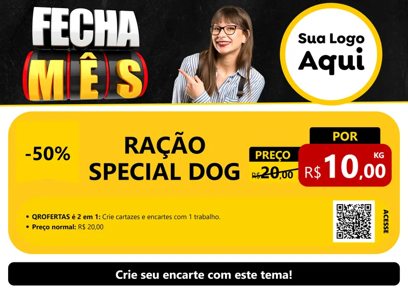 Modelo de Cartaz para Cartaz A4 Horizontal com o tema Fecha Mês para Pet Shop