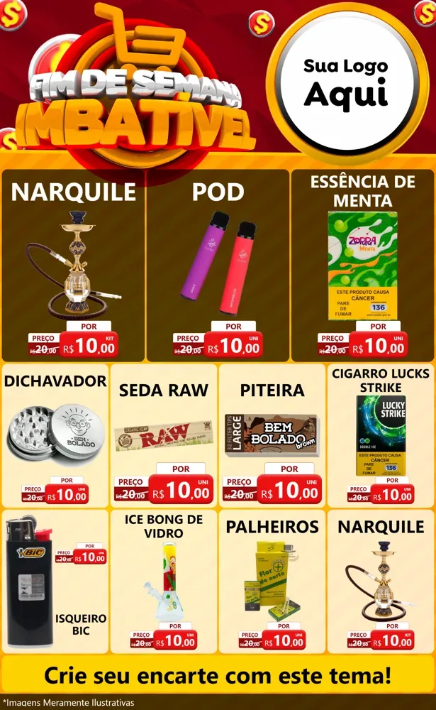 Modelo de Encarte para Encarte Grande com o tema Fim de Semana Imbatível para Tabacaria
