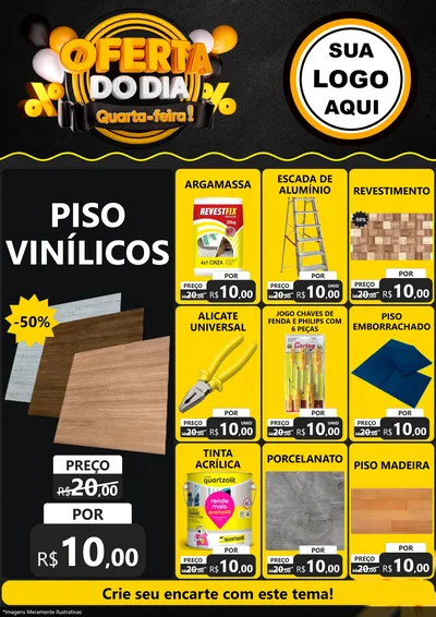 Modelo de Encarte para Encarte A4 Vertical com o tema Oferta do Dia - Quarta Feira! para Material para Construção
