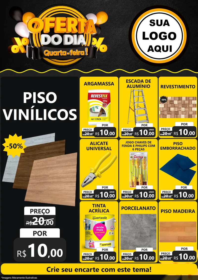 Modelo de Encarte para Encarte A4 Vertical com o tema Oferta do Dia - Quarta Feira! para Material para Construção