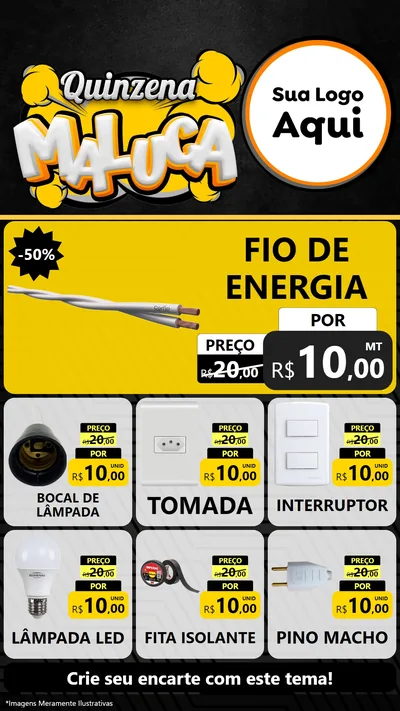 Modelo de Rede Social para Stories com o tema Quinzena Maluca para Materiais Elétricos