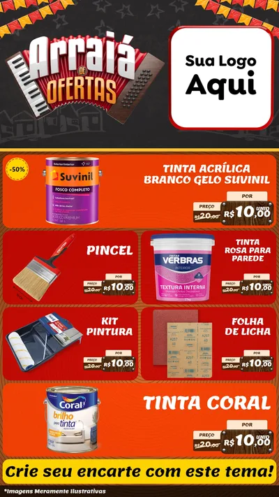 Modelo de TV para TV Vertical com o tema Arraiá de Ofertas - Junina para Tintas e Ferramentas