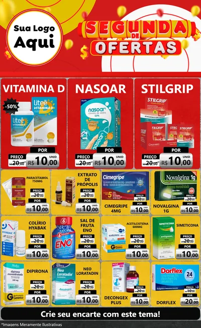 Modelo de Encarte para Encarte Grande com o tema Segunda de Ofertas para Farmácia