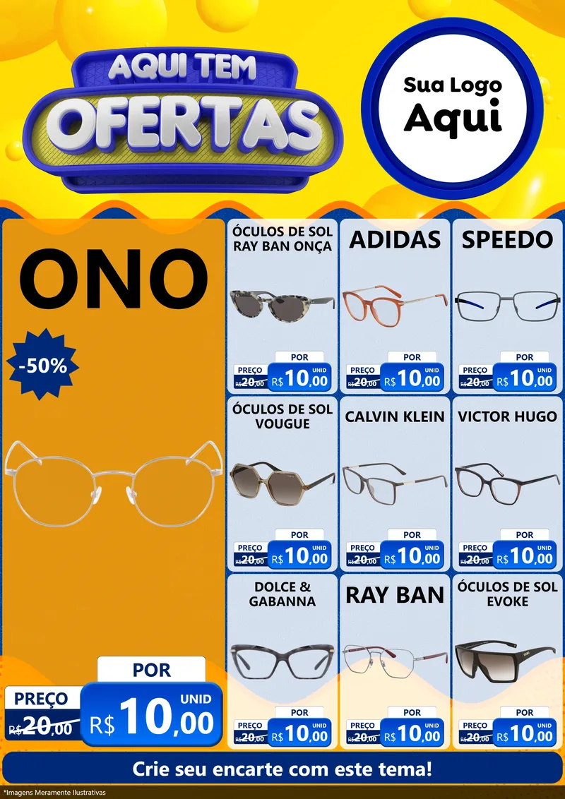 Modelo de Encarte para Encarte A4 Vertical com o tema Aqui Tem Ofertas para Óticas