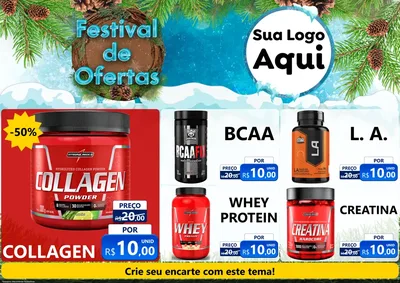 Modelo de Encarte para Encarte A4 Horizontal com o tema Festival de Ofertas - Inverno para Suplementos alimentares