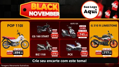 Modelo de TV para TV Horizontal com o tema Black November para Concessionaria de Motos