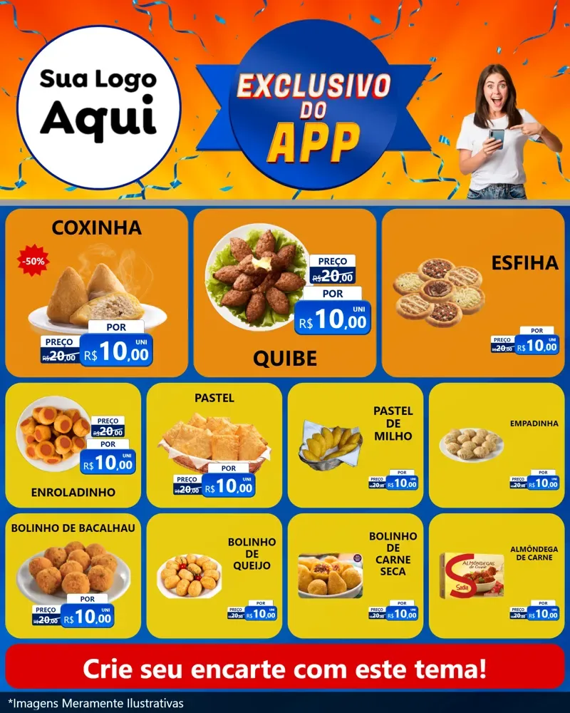 Modelo de Rede Social para Feed Instagram com o tema Exclusivo do Aplicativo para Salgadaria