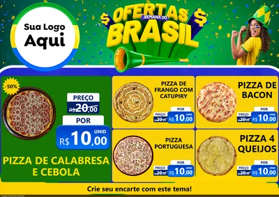 Modelo de Encarte para Encarte A4 Horizontal com o tema Ofertas Semana do Brasil para Pizzaria