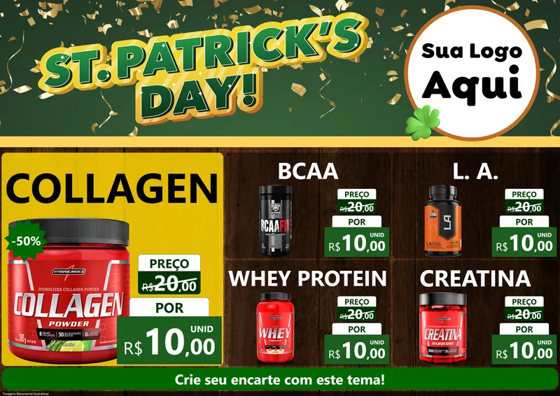 Modelo de Encarte para Encarte A4 Horizontal com o tema St Patriks Day para Suplementos alimentares