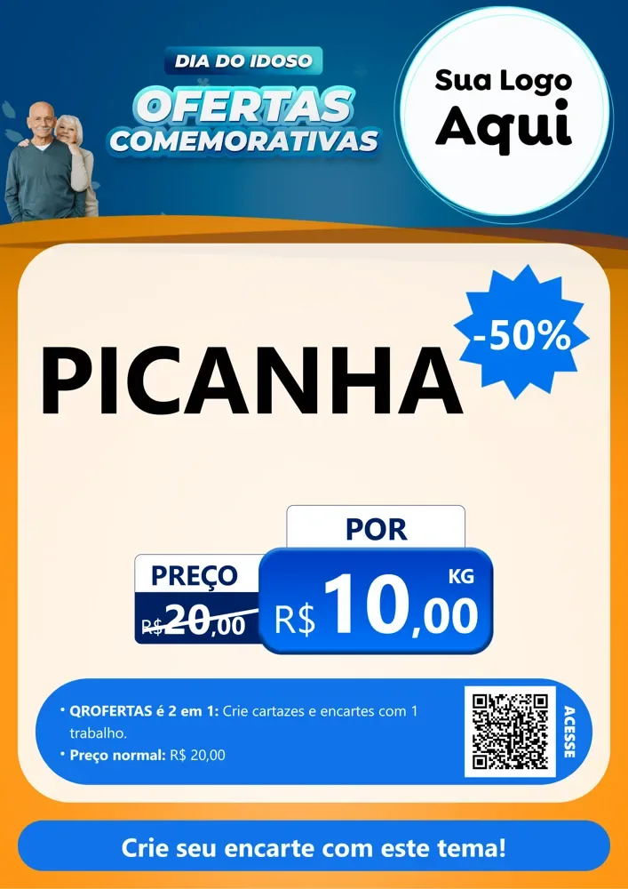 Modelo de Cartaz para Cartaz A4 Vertical com o tema Dia do Idoso para Açougue