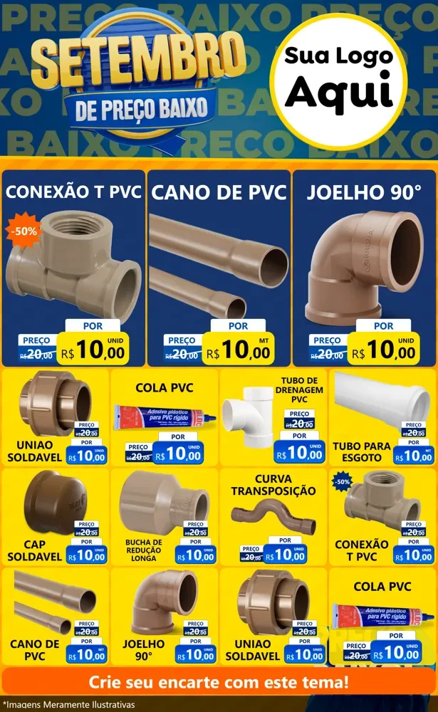Modelo de Encarte para Encarte Grande com o tema Setembro De Preço Baixo para Tubos e conexões