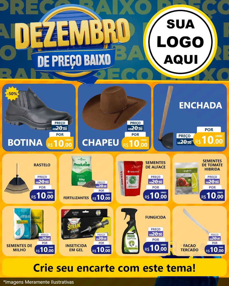 Modelo de Rede Social para Feed Instagram com o tema Dezembro de Preço Baixo para Agropecuária