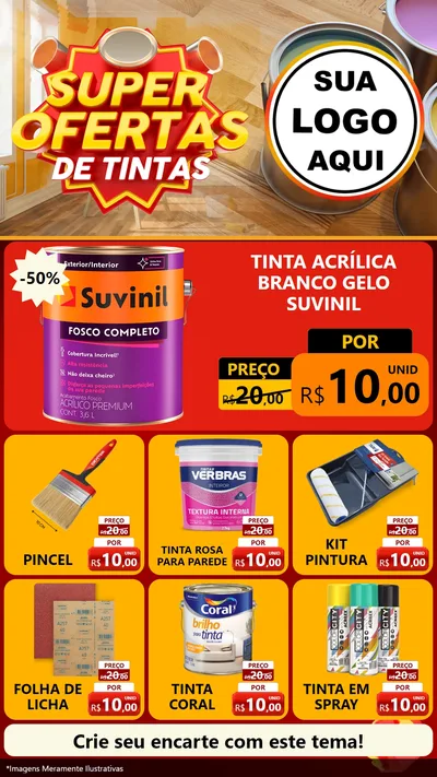 Modelo de Rede Social para Stories com o tema Super Ofertas de Tinta para Tintas e Ferramentas