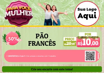 Modelo de Cartaz para Cartaz A4 Horizontal com o tema Para Você Mulher para Padaria