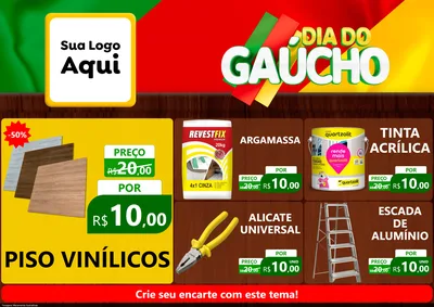 Modelo de Encarte para Encarte A4 Horizontal com o tema Dia do Gaúcho para Material para Construção
